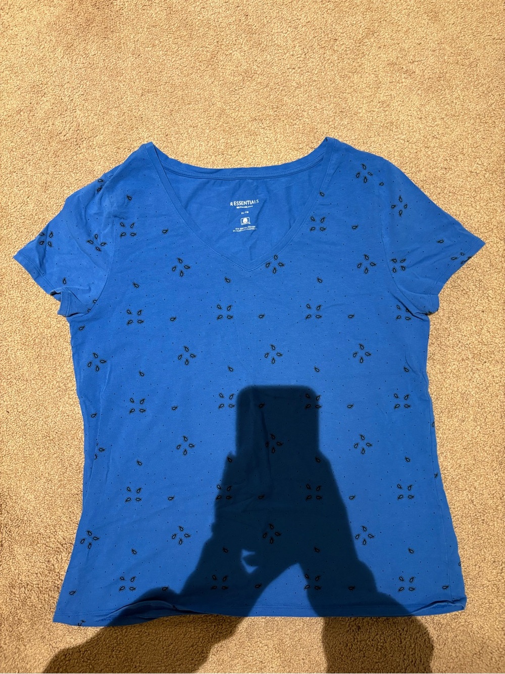 Reitmans Royal Blue V-Neck Short Sleeve Tee with Micro Dot Motif size xl
